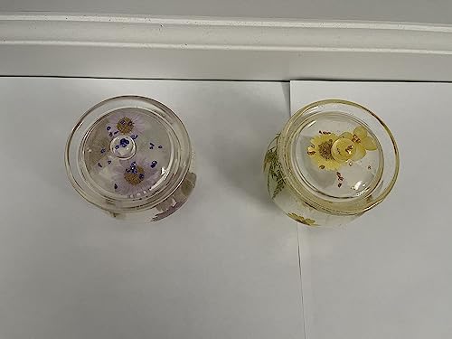 Handcrafted Floral Epoxy Resin Storage Jars - Set of Two Transparent Decorative Containers - Image 8