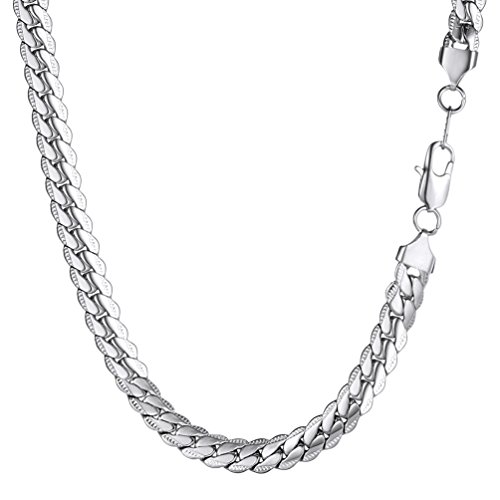 Preisvergleich Produktbild PROSTEEL Panzerkette 71cm Herren Halskette Edelstahl 8MM breit massiv Erbskette Gliederkette silberfarben Biker Punk Rock Schmuck Männer Jungen