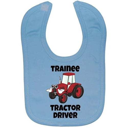 Acce Products Trainee Tractor Driver Red Pic Baby Infant Feeding Bib Touch Attach 0 to approx 3 Years - Blue