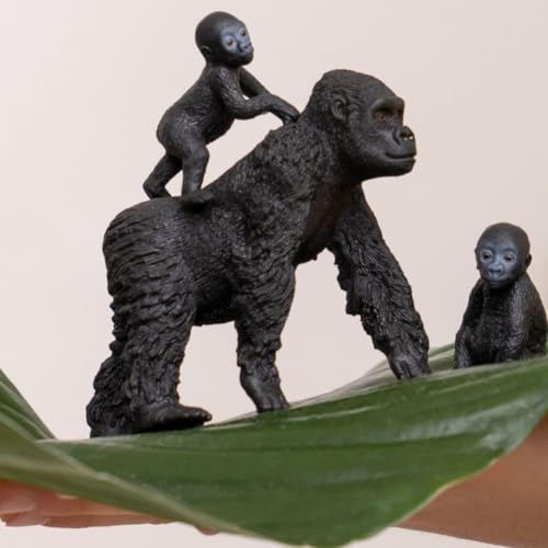 Schleich Wild Life | Famiglia Di Gorilla 42601 | Mamma Gorilla Con 2 Cuccioli | Figure Realistiche Di Animali | Idea Regalo Per Bambini | Decorazione Compleanno | Set Da 3 Pezzi | Da 3 Anni - 2