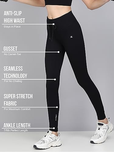 Image of Kobo Active Wear for Women Gym | High Waist | Ankle Length | Squat-Proof | Workout Tights for Women | 4-Way Stretch | Leggings for Gym, Cardio | Yoga Pants (Imported)