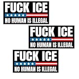 3PCS Fuck ICE Magnetic Sticker No Human is Illegal Bumper Stickers Anti Donald Trump Immigration Policy 1st Amendment Protest Stickers for Fridges Trucks Cars Magnet Sign