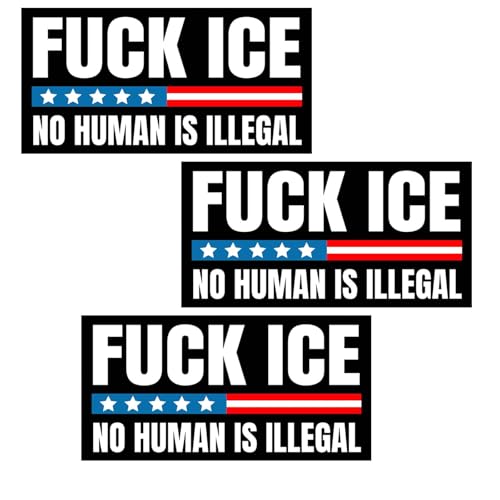 3PCS Fuck ICE Magnetic Sticker No Human is Illegal Bumper Stickers Anti Donald Trump Immigration Policy 1st Amendment Protest Stickers for Fridges Trucks Cars Magnet Sign