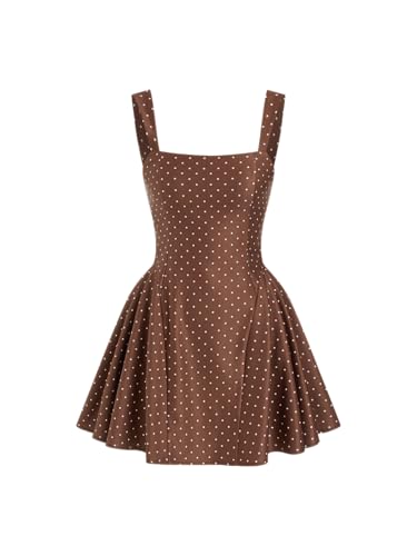 Image of CIDER Womens Polka Dot Going Out Dress Cute Summer Date Night Square Neck Sleeveless Mini Dress