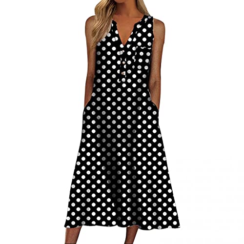 INNOVIERA Vestidos de verão para praia, vestido longo feminino sem mangas plus size maxi praia boho