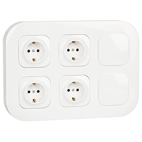Legrand, 782497 Base de Enchufes de pared 4 tomas y 2 tapas ciegas , Forix, color blanco