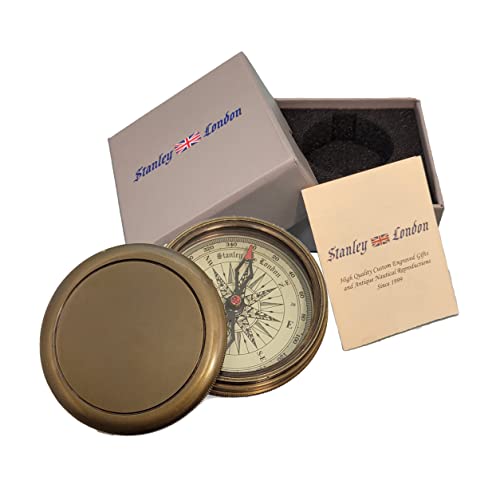 Personalized Compass Engraved | Gift for Baptism, Confirmation, Graduation, Anniversary | Antique Brass Desk Compass in Wood Box for Men, Him, Son (Design My Own)