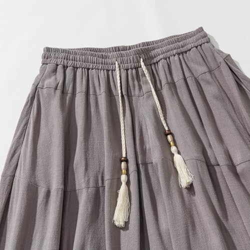 GURUNVANI Herren-Hose mit weitem Bein, japanische Yoga-Haremshose, Hip-Hop, lockere Hose, GRAU, M