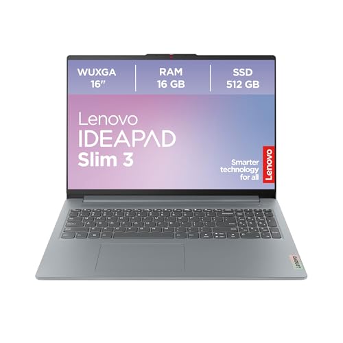 Lenovo IdeaPad Slim 3 Laptop | 16' WUXGA Display | AMD Ryzen 5 | AMD Radeon Grafik | 16GB RAM | 512GB SSD | Windows 11 Home | QWERTZ | Arctic grau | 3 Monate Premium Care