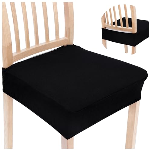 Smiry Stretch Jacquard Seat Covers for Dining Room Chairs Set of 10, Removable Washable Chair Seat Protector Slipcovers, No Rear Covers, Black by Smiry - Used condition - US$33.21