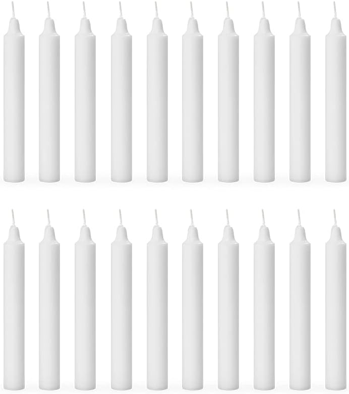 AuraDecor Pack of 20 Stick Wax Candles, White Candles || Especially Meant for Healing, Chakras, Ritual Candles, Decoration, Lighting, Home Decor || Burning Time 2.5 Hours Each