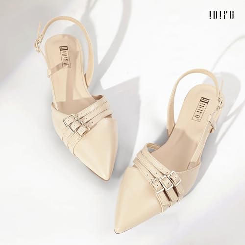 IDIFU Slingback Flats for Women Pointed Toe Ballet Flats Shoes Women Dressy Comfortable Casual Flat Dress Shoes for Women Office Work Wedding Bridal Cute Fashion Slip on Buckle Flats3