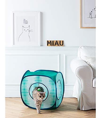 Dehner Katzenspielzeug, Katzentunnel Dice, ca. 50 x 50 x 50 cm, Polyester, blau