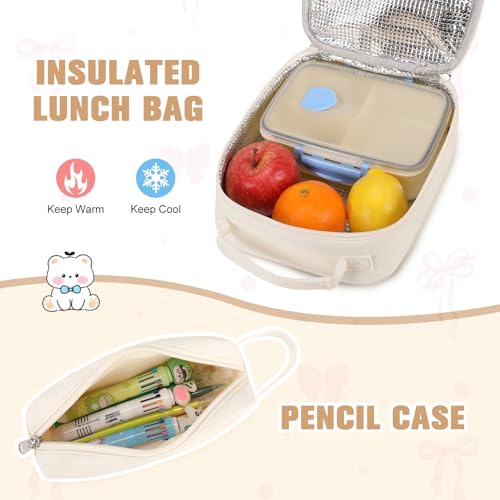Bevalsa Backpack for Girls, Bow Backpack for Kids with Lunch Bag & Pen Case by Bevalsa - Used condition - Image 5