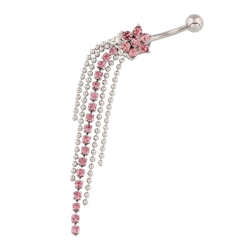 Long Tassel Flower Belly Button Ring | Stainless Steel Claw Chain Navel Nail Body Piercing Jewelry-image-23