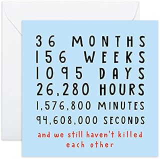 Central 23 - Funny 3rd Anniversary Cards for Her - '3 Years And We Haven't Killed Each Other' - Funny Anniversary Cards for Couples - Third Anniversary - Ideal Anniversary Cards for Him