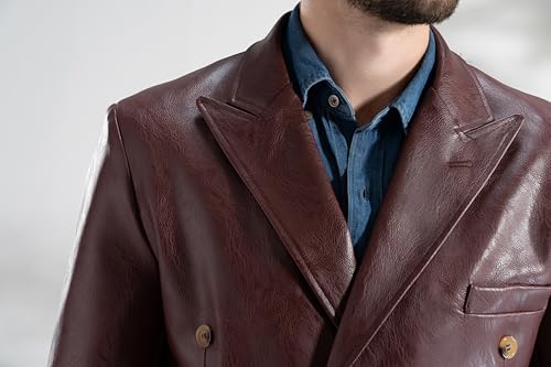 Boys Faux Leather Jacket Double-Breasted Blazer Kids Cauasl Moto Outerwear Outfit2