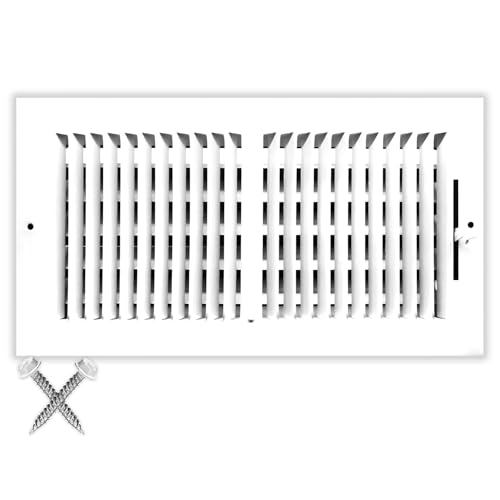 HVAC Premium 14''w X 6''h 2-Way-Flat Stamped Steel - Vent Cover - Grille Register - Sidewall or Ceiling - High Airflow - White [Overall Size: 15.75''w X 7.75''h]