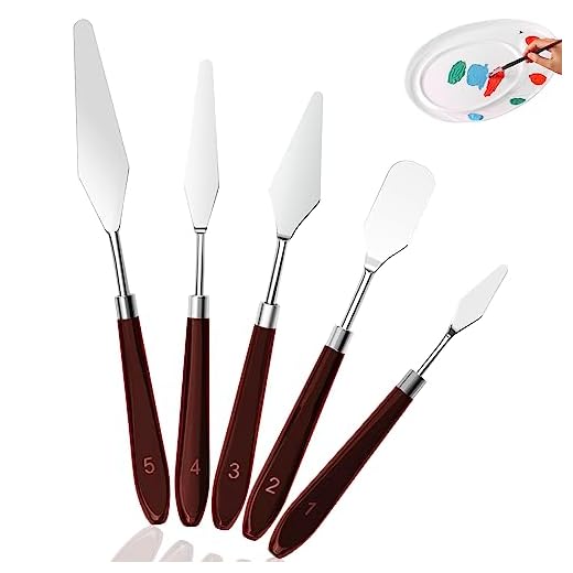 Fousenuk 5 piezas Acero Inoxidable Espatulas Pintura, Profesional Espátula Paleta Pintura, Cuchillos de Paleta para Acrílicas, Espatulas Pintura Plastico Formas Pequeñas al óleo Anchas