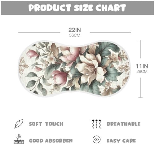 Muslin Burp Cloth for Baby 4PCS Retro Magnolia Flowers Super Absorbent Burping Cloths, Bibs for Newborn Boys Girls4