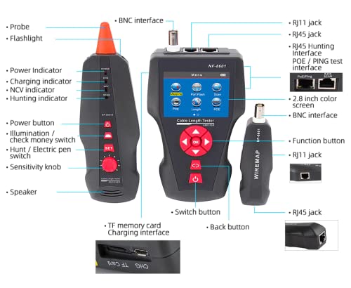 NF-8601 detector de fallos RJ45 para solucionar cortes de red y medir longitud 2