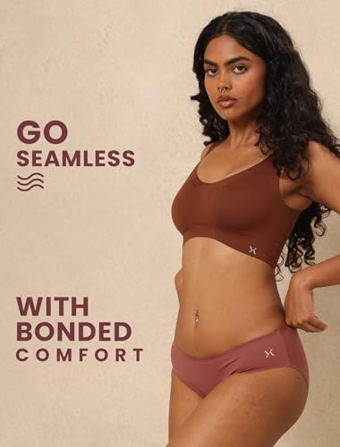 Image of Krvvy Low Waist Mid Coverage Seamless Bikini Panty for Women | Ultrasoft Underwear with 100% Cotton Gusset & Ventilation Holes