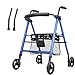 Gettop Leichtgewicht FaltbarerRollator, Rollatormit Stuhl, Verschleißfeste Räder + Einkaufstaschen, Höhe Verstellbar, für ältere und Behinderte Benutzer - 57x65x(80-97) cm