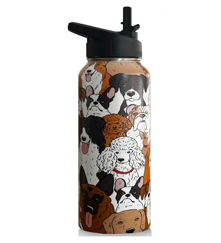 32oz Dog Water Bottle Insulated Vacuum Stainless Steel Tumbler Travel Mugs With Straw for Gym Camping Hiking