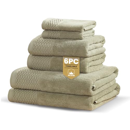 Image of Rapport Home Eden Weave 6-Piece Towel Bale – Luxurious 100% Cotton Set | 500GSM Soft Absorbent Towels, Quick-Dry Comfort & Elegant Bathroom Style | Bale Olive