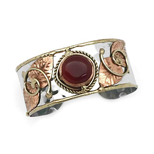 ANJU JEWELRYJanya Collection Mixed Metal Cuff Bracelet Jewellery - Red Onyx Bracelets