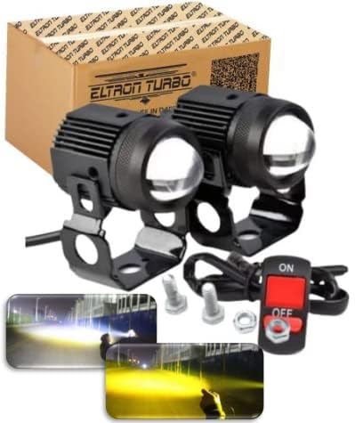 ELTRON TURBO Elt 1 Month Warranty Original LED Dc Power Mini Drive Fog Light Universal For All Models Of Motorcycle,Bikes,Scooters,Cars,Projector Light 30W(Pack Of 2,Yellow + White 3 Mode Way Switch)
