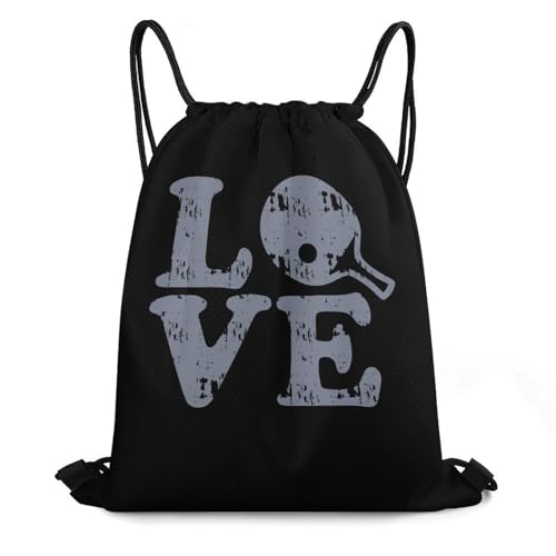 Ping Pong Love Drawstring Backpack Durable Sport Gym Bags Daypack for Men Women 35 * 42cm
