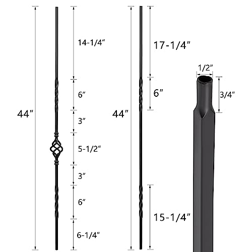 Vilstomes Iron Balusters for Staircase 30 Pack, Wrought Iron Balusters, 1/2" Hollow Single Basket Stair Spindles Stair Balusters, Metal Balusters for Decks W/ 60 Pack Baluster Shoes by Vilstomes - Image 6