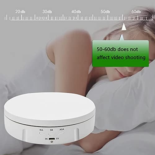 Electric Rotating Turntable for Photography, 90/180/360 Degree Adjustable Motorized Rotating Stand Display Table for Live Video Automatic Revolving Platform Jewelry Watch with 6 Backgrounds (White)