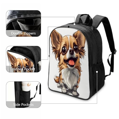 Mochila escolar de chihuahua de 40cm con relieve 3D e impermeable 3