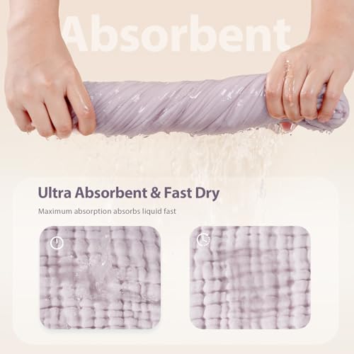 Image of Unnivoll Hooded Baby Towels for Newborn - 2 Pack, 100% Muslin Cotton, Baby Bath Towels with Hood, Soft and Absorbent for Girls Infant, Toddler and Kids, Large 32x32 Inches, Newborn Essential