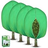 4Pack Thickened Plant Covers Freeze Protection for Winter - 71" x 47" Large Shrub Bush Cloth Blankets for Outdoor Plants Tree Frost Protection with Drawstring Bags Jacket for Plants (3.2 oz/ydΒ²)
