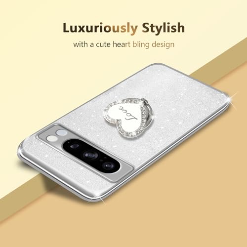 Coque anti-chute Google Pixel 8 Pro robuste transparente paillettes anneau - 6