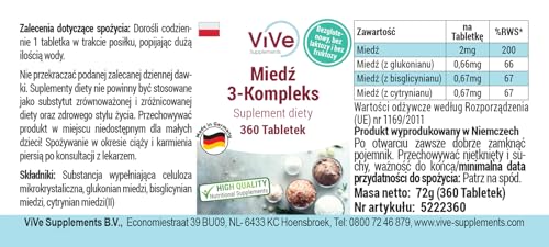 Complexe de cuivre triple - 360 comprimés - 2mg de cuivre par comprimé - Hautement dosé - Biodisponible - Qualité allemande - ViVe Supplements – vue 9