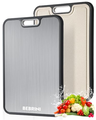 BEBRINI Stainless Steel Double-Sided Cutting Board 16×11