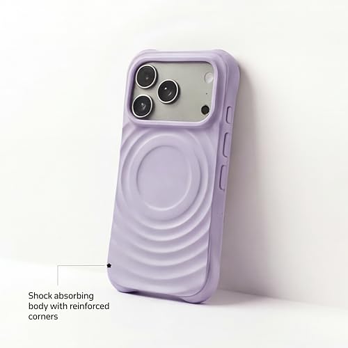 Image of amazon basics Shockproof Case for iPhone 17 Pro | Ripple Pattern | Camera Protection | Protective Cover with Enhanced Grip & Wireless Charging Support - Light Purple
