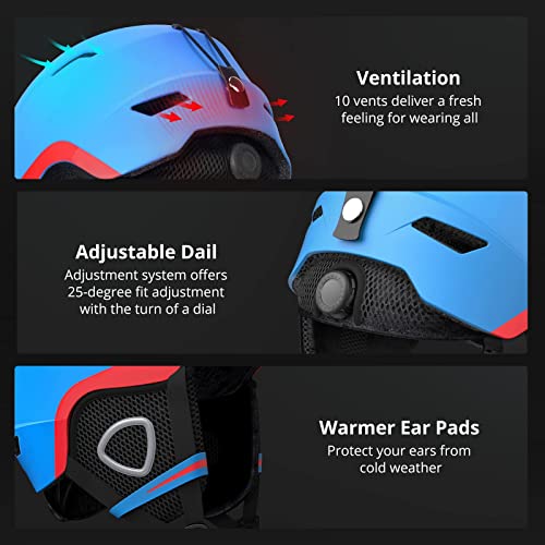 Extremus Snow Bound Ski Helmet - Impact Resistance Ventilation Snowboard Helmets With Removable Liners, Safety-Certified Snow Helmet For Adults(Blue & Red Medium) #TOP4