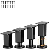 Smipam 4 Pcs Adjustable Metal Furniture Legs, 3.2-4.9 inch, Heavy Duty Replacement Couch Legs with Rubber Non-Slip Base, Bed Support Feet Risers for Sofa/Table/Couch/Dresser/Cabinet/Bed Frame Slats