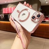 Ethanger for iPhone 13 Case Compatible with MagSafe Luxury Plating Bling Shockproof Bumper with Camera Lens Protector Magnetic Women Girly Phone Case for iPhone 13, Pink - Image 6