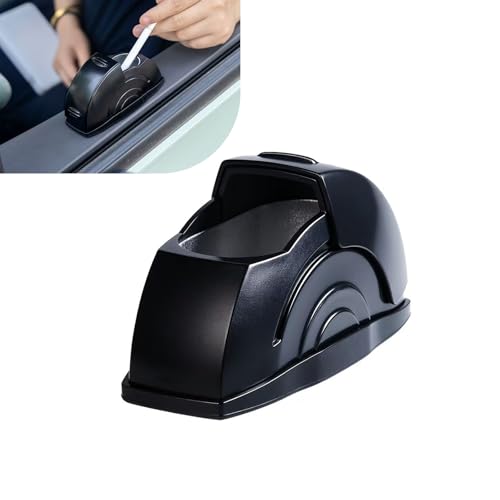 lekiliky Car Ashtray, Portable Vehicle Cigarette Ash Container with Sealed Lid, Detachable Stainless Steel Insulated Inner Liner, Universal for Most Cars, Trucks, SUVs (Black)