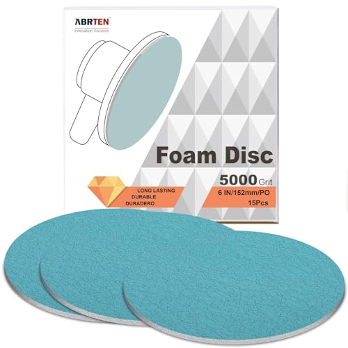 ABRTEN 6 Inch Foam Sanding Disc P5000 Grit â€“ Fine Finishing Pad for Automotive Paint Polishing, Headlight Restoration & Clear Coat Repair â€“ Hook & Loop Sander Pad for Professional Detailing & Workshop