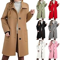 Girls Trench Coats Single Breasted Long Outerwear Winter Wool Coat Business Long Pea Coats Lapel Trench Jacket Overcoat Woolen Blend Dress Coat School Jacket Windbreaker Peacoat Windproof Overcoat