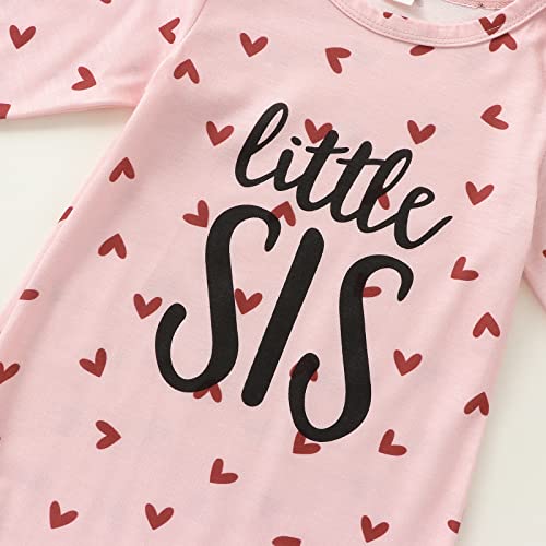 Newborn Baby Girl Little Sister Sleeper Gown Stripe Long Sleeve Nightgown Outfit2