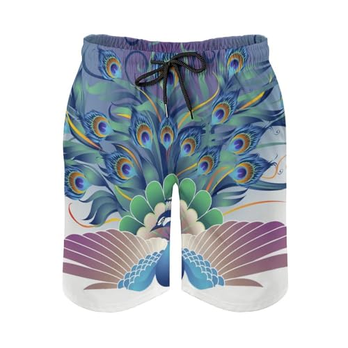 Shorts de bain homme paon à séchage rapide et cordon de serrage S - 4