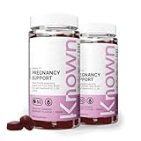 Known Pregnancy Support Gummies with 400mcg Folic Acid – Raspberry Flavour – Vegan Prenatal Multivitamin Gummy Supplement – with Vitamin D3, K, C, E, B12, Biotin & Zinc – 2 Month Supply